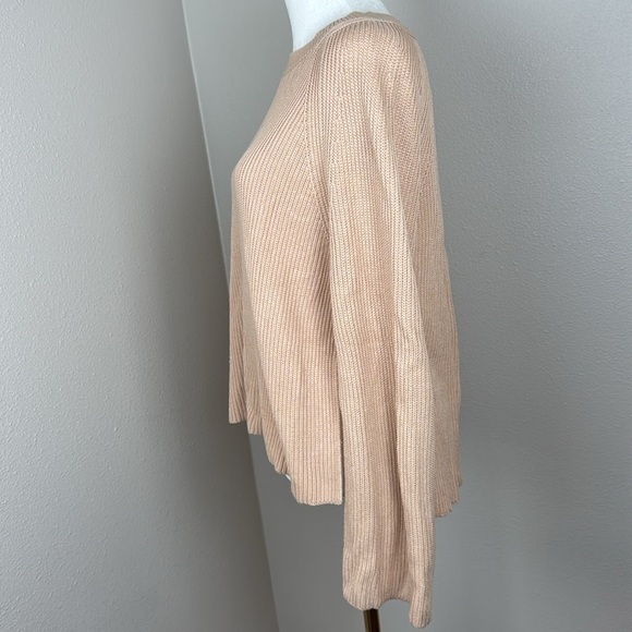 Lafayette 148 Cream Ribbed Cotton-Silk Blend Knit Crewneck Vented Sweater sz S - Picture 9 of 15